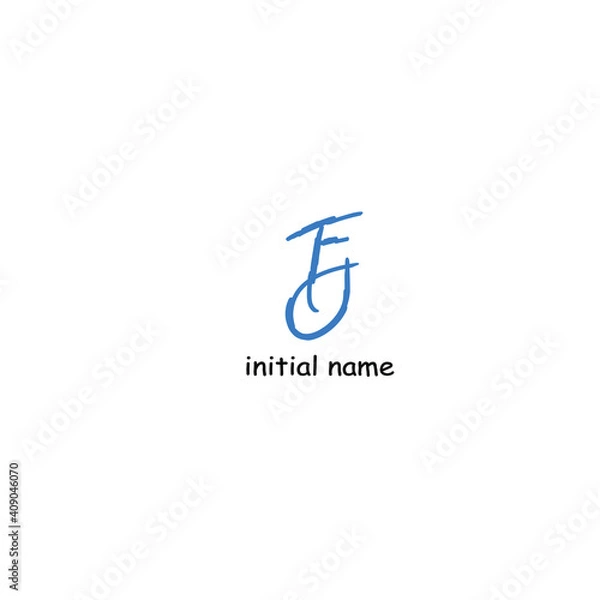 Fototapeta Fj Initial Handwriting or Handwritten Logo for Identity. Logo with Signature and Hand Drawn Style.