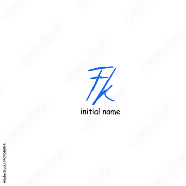 Fototapeta Fk Initial Handwriting or Handwritten Logo for Identity. Logo with Signature and Hand Drawn Style.