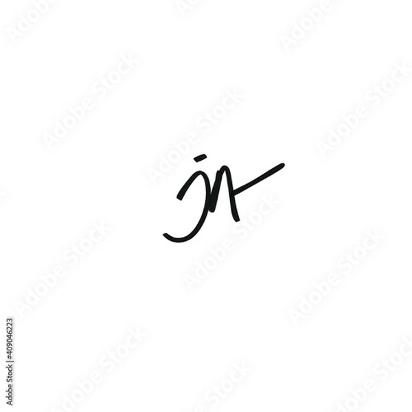 Fototapeta Jn Initial Handwriting or Handwritten Logo for Identity. Logo with Signature and Hand Drawn Style.