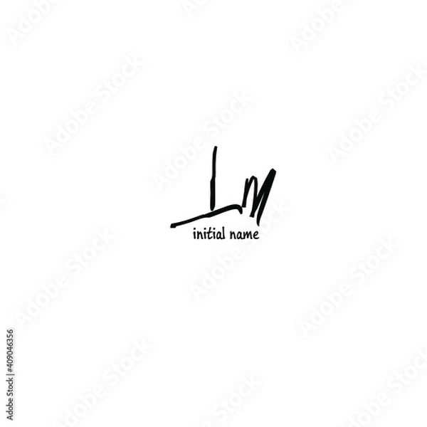 Fototapeta LM L M Initial Handwriting or Handwritten Logo for Identity. Logo with Signature and Hand Drawn Style.