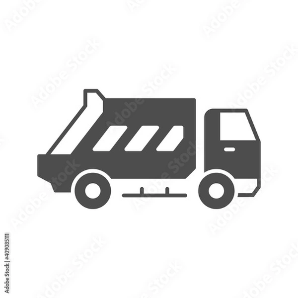 Fototapeta Garbage truck glyph icon or urban service car