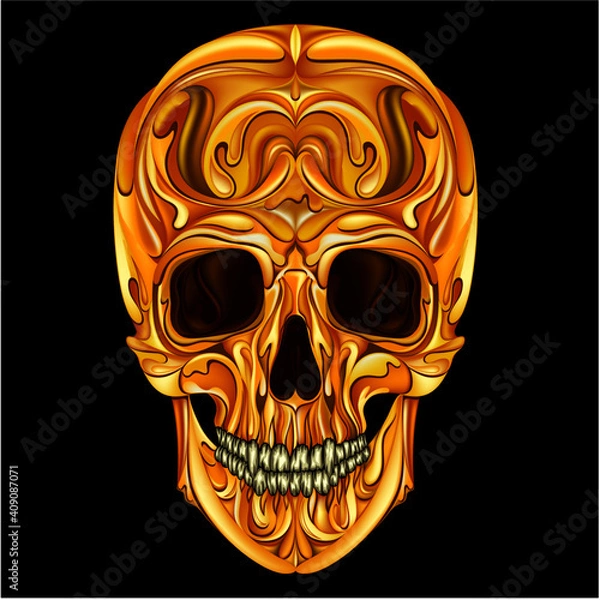 Fototapeta Original caramel vector skull with chocolate eyes