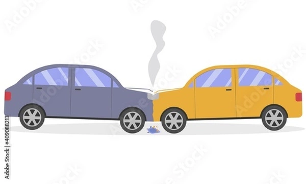 Fototapeta a two-car car accident. Head-on collision of cars.