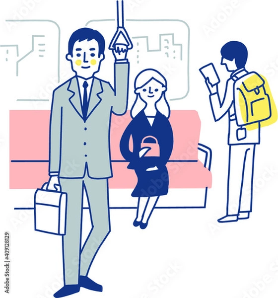 Fototapeta 電車の車内と乗客