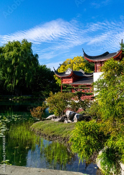 Obraz casa japonesa con lago 