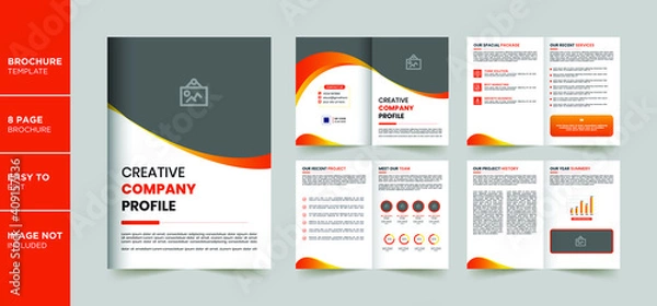 Fototapeta 8 Pages Creative Business Brochure with modern circle shapes