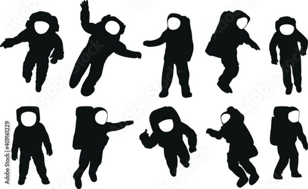 Fototapeta Astronauts silhouettes. Space explorers. Starry sky.