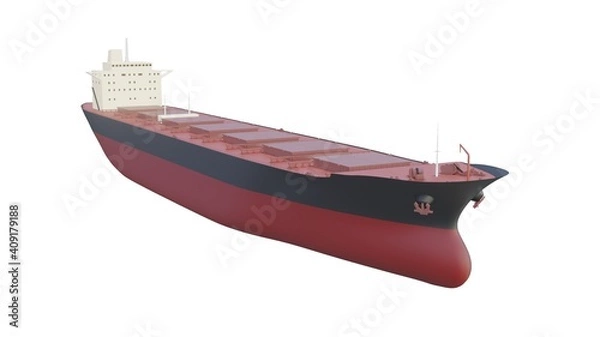 Fototapeta Bulk Carrier big cargo ship isolated 3d rendering