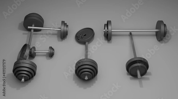 Fototapeta  Fit Dumbbell abstract background 3D render