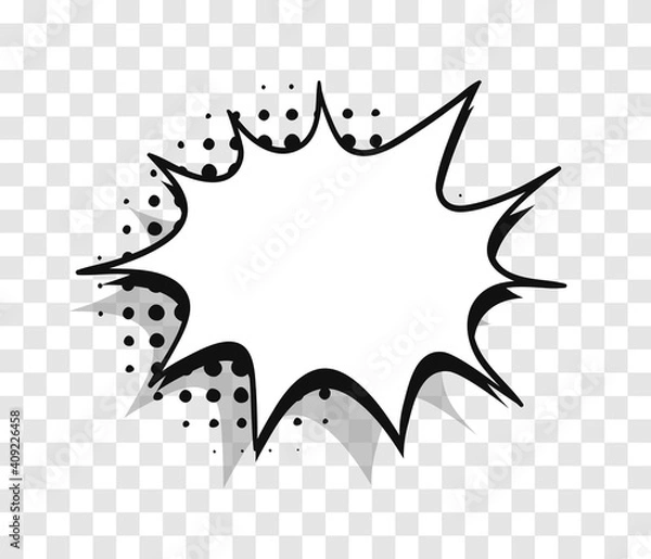Fototapeta Pop art speech bubble without text and Transparent Background. Cartoon style vector collection of frames. Comic illustration