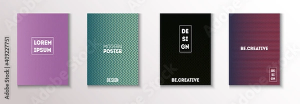 Obraz Folded Minimal Cover Vector Set. Modern Flyer Graphic Design. Cool