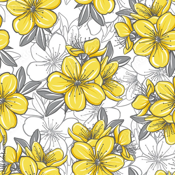 Obraz Seamless pattern with yellow spring blossom