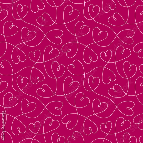Obraz Continuous line hearts seamless pattern
