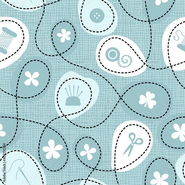 Obraz Seamless pattern with sewing tools