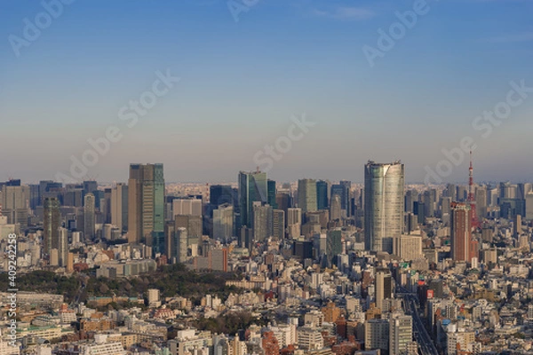 Obraz 東京都渋谷区から見た東京の夕景