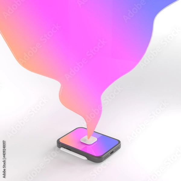 Fototapeta 3d rendering of tablet and speech bubble.