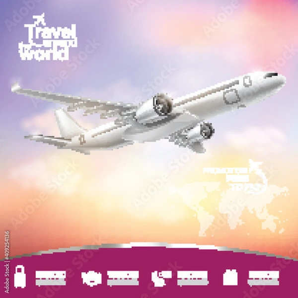 Fototapeta Airplane Vector Concept Travel around the World