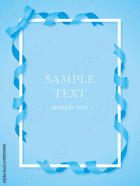 Obraz リボンのフレーム素材　青