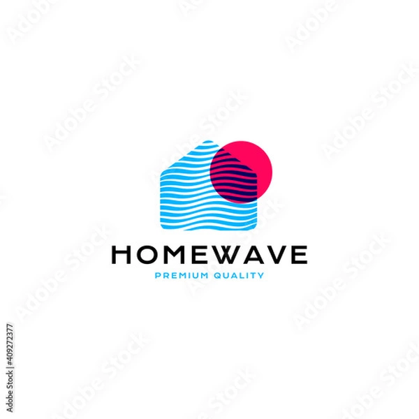 Fototapeta Home wave line colorful logo design