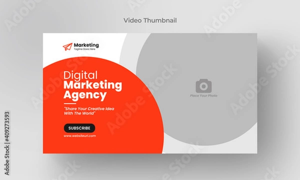 Fototapeta Thumbnail design for any videos. Editable video thumbnail and web banner for live workshop business template. Video cover photo for social media