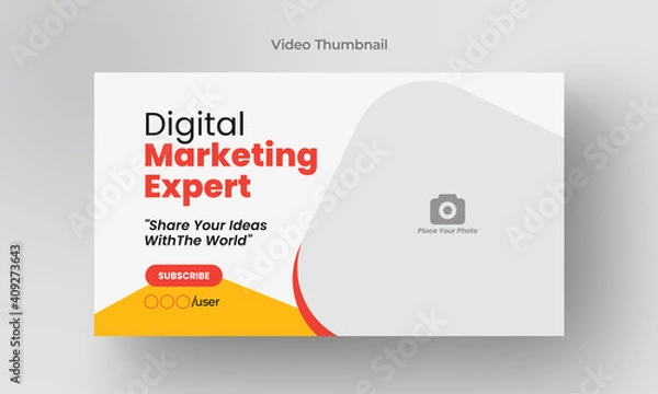 Fototapeta Thumbnail design for any videos. Editable video thumbnail and web banner for live workshop business template. Video cover photo for social media