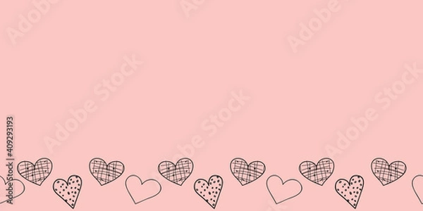 Obraz Heart border Vector seamless pattern with Valentines day hearts on pink surface pattern design