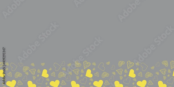 Obraz Heart border Vector seamless pattern with yellow Valentines day hearts on gray surface pattern design