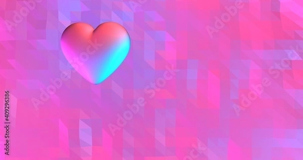 Fototapeta Neon background with glowing ultraviolet heart. For St. Valentines Day event. 3D rendering 3D illustration