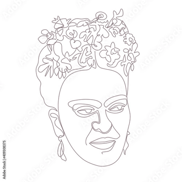 Obraz Frida Kahlo line drawing illustration. 
