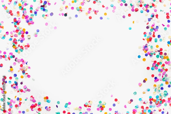 Fototapeta color frame, confetti, confetti on a white background, confetti frame