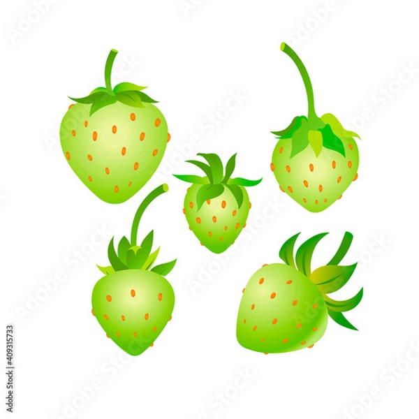 Obraz Green strawberries set
