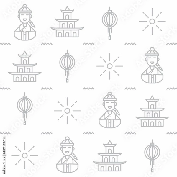 Fototapeta Chinese culture pattern design. Easy to edit woth vector file. Can use for your creative content. Especially about chinese new year campaign