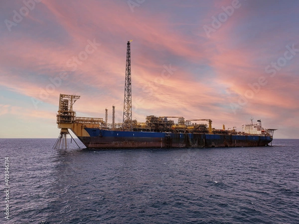 Fototapeta Floating production storage and offloading FPSO vessel, oil and gas indutry