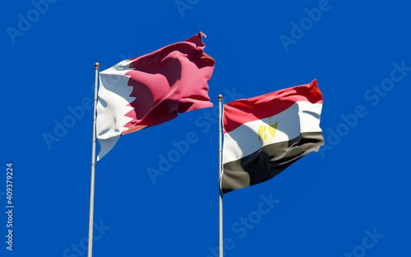 Fototapeta Flags of Qatar and Egypt.