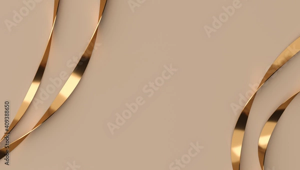 Fototapeta top of cream space and golden curved line, minimal copy space for text or product presentation.