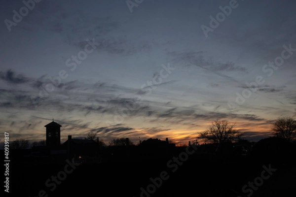 Fototapeta 
trees, sky, clouds, mountain, night