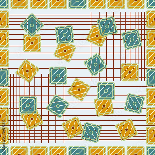 Fototapeta Seamless light background with geometric ornament. Vector retro illustration. Ideal for printing on fabric or paper for wallpapers, textile, wrapping, tile.