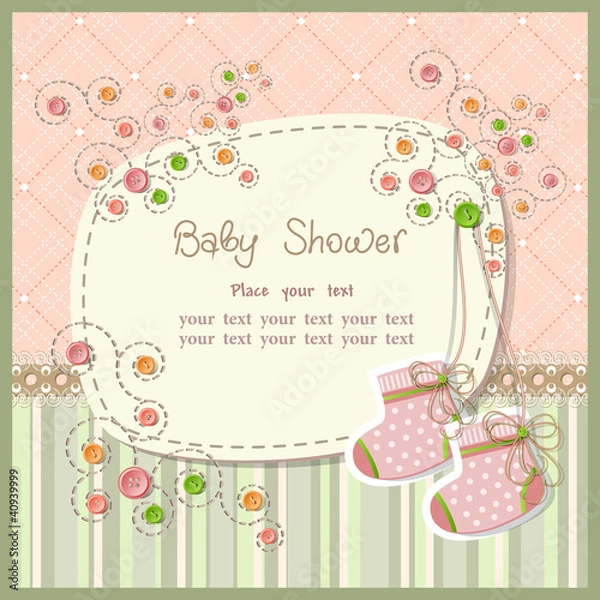 Obraz Baby shower with scrapbook elements