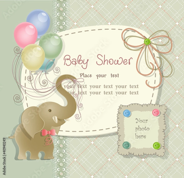 Obraz Baby shower with scrapbook elements in retro style