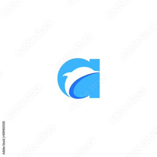 Obraz lowercase a dolphin logo design