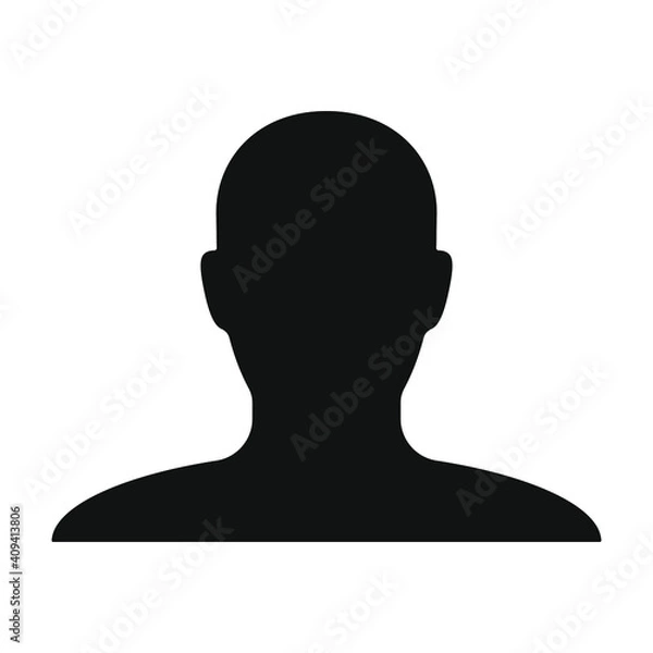 Fototapeta Human head shape vector icon. Person profile silhouette sign. Anonymous face user symbol. Avatar portrait logo. Clip-art illustration.