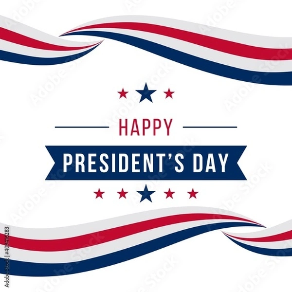 Obraz Happy presidents day design concept with simple flag isolated background