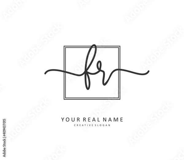 Fototapeta FR Initial letter handwriting and signature logo. A concept handwriting initial logo with template element.
