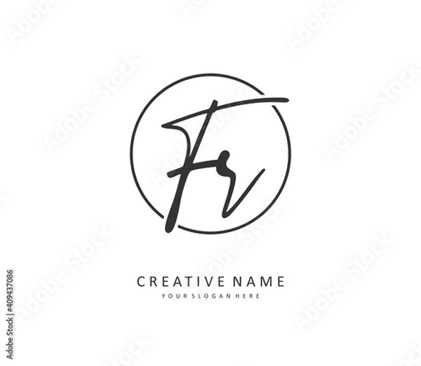 Fototapeta FR Initial letter handwriting and signature logo. A concept handwriting initial logo with template element.