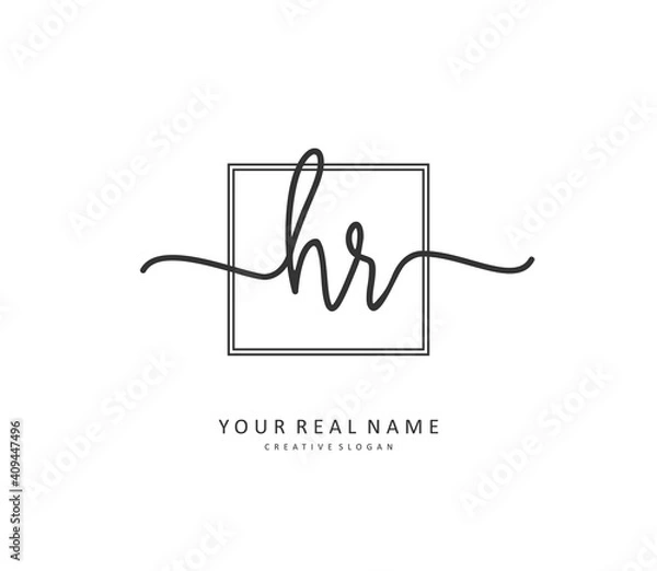 Fototapeta HR Initial letter handwriting and signature logo. A concept handwriting initial logo with template element.