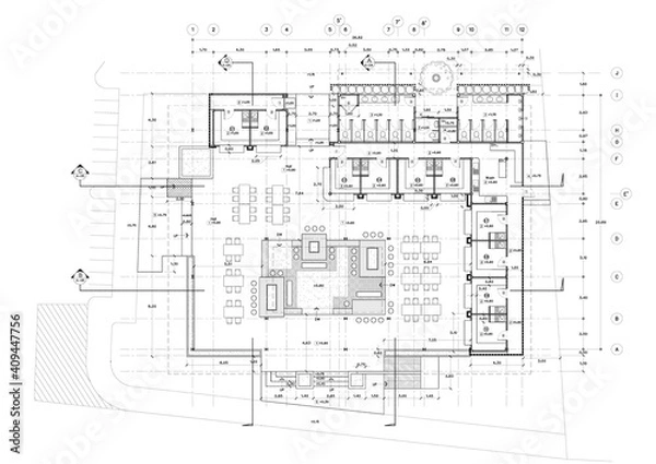 Obraz Write a blueprint architecture for building.