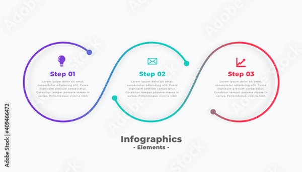 Fototapeta 3 steps modern circular connecting infographic template