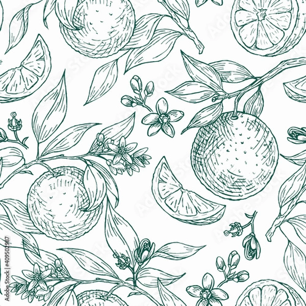 Fototapeta Seamless pattern with orange blossom lights.