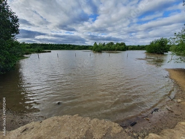 Obraz river and clouds
