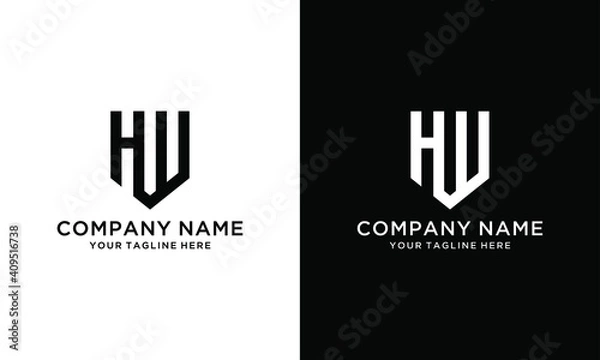 Obraz letter hw simple geometric line logo vector